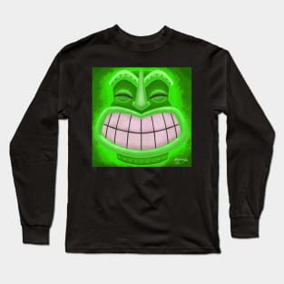 Big Mouth Tiki! (Bright Green) Long Sleeve T-Shirt